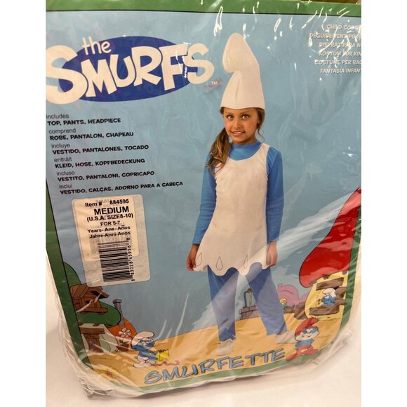Smurfs Girl Costume  Smurfette Girl Size Medium  8-10 yrs - Picture 2 of 10